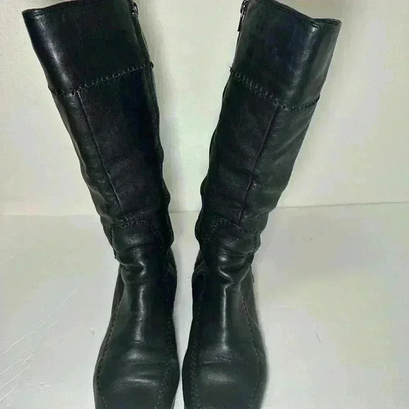 BOSI Colombia tall black leather tall riding boots size EU 36 US 5.5 side zip - Picture 4 of 8